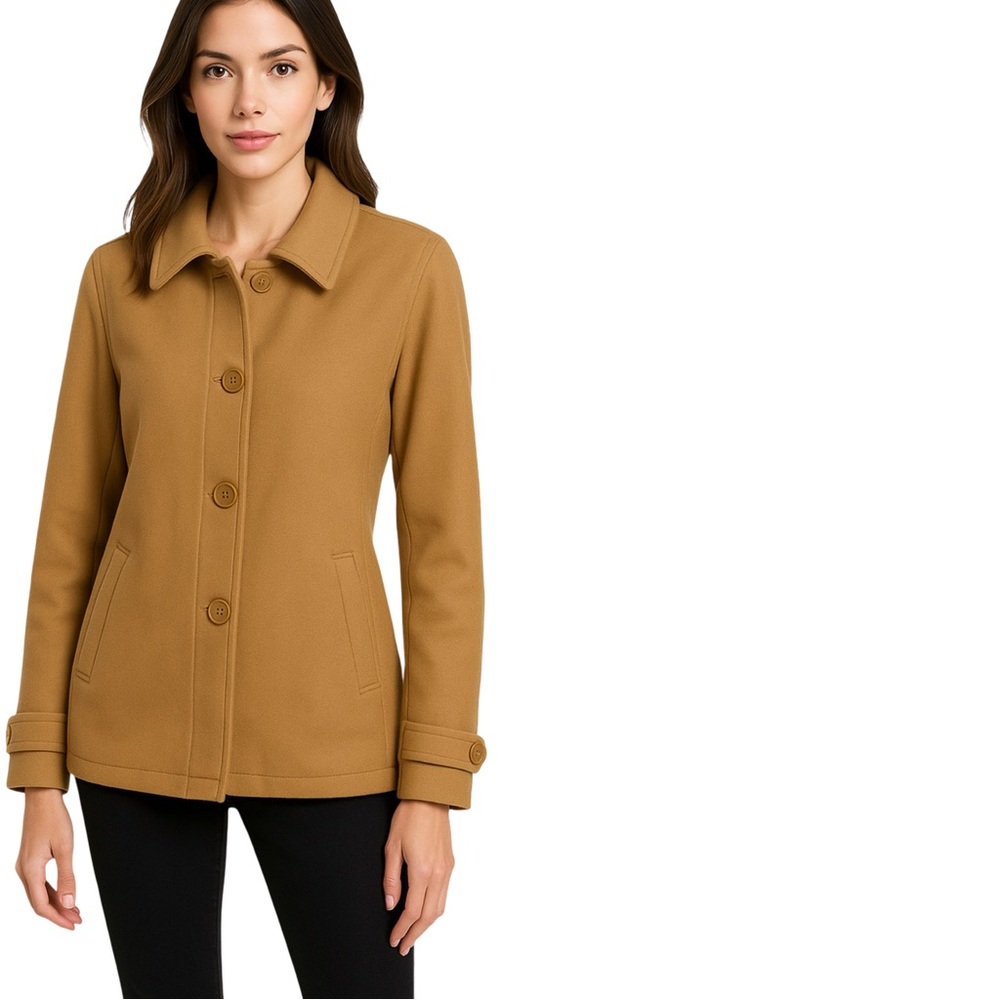 GAP Women’s Tan Wool Coat Wool Blend Jacket Outerwear Button Front Size Medium